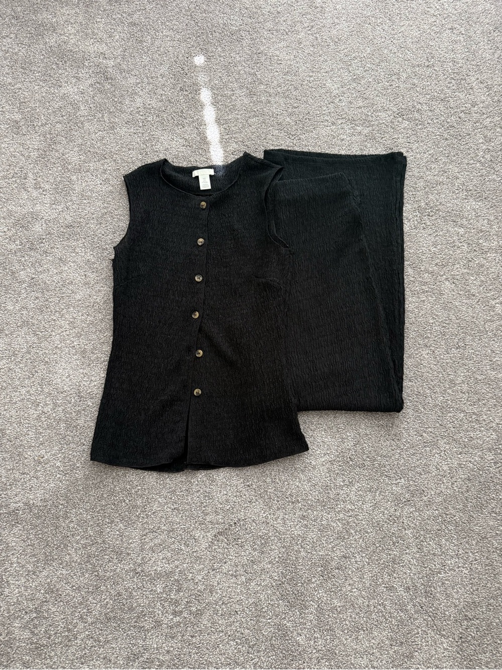 H&M Black Sleeveless Button-Front Ribbed Top and Pants set